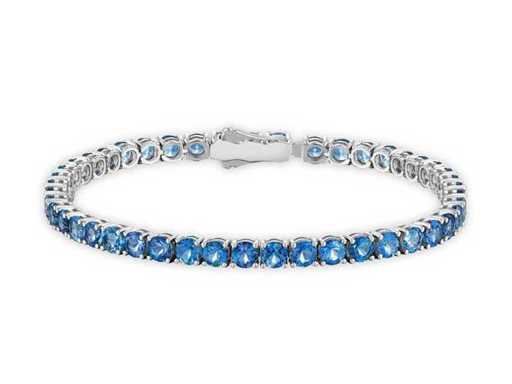 Luxury Tennis Bracelet in Natural Santa Maria Blue Aquamarine AAAA 10.90 carats in 18k white gold