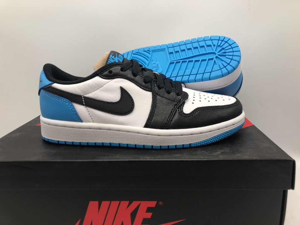 Nike Air Jordan 1 Retro Low OG White/DK Powder Blue-Black Sneakers 35.5
