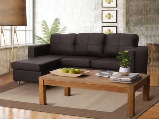 Reversible Faux Corner Sofa - Brown