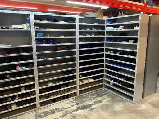 Steel compartment cabinet with electrotechnical robot parts (5x)