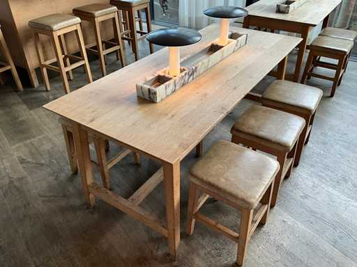 Hutten - Restaurant table with 6 low stools