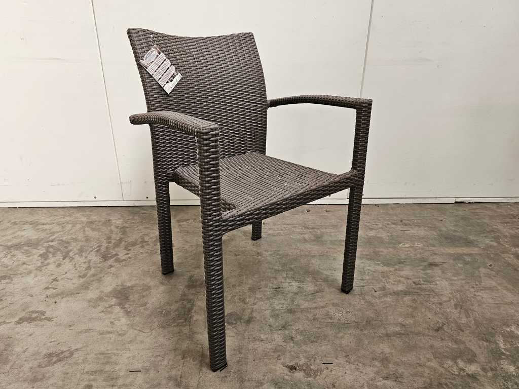 2 x chaise longue de luxe en osier avec accoudoir taupe 