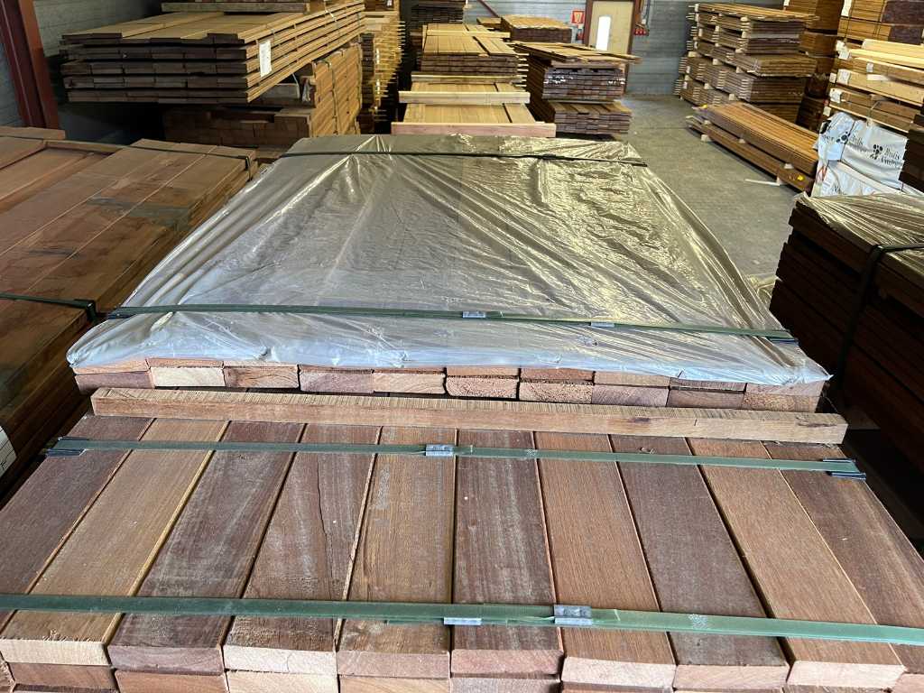 Basralocus hardwood planks planed 21x95mm, length 25/155cm 97/185cm (122x)