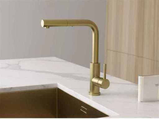 Lanesto Kitchen mixer robinet mate gold avec douche roulante
