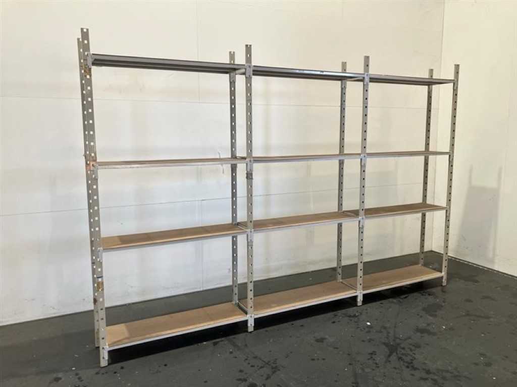 Shelving Length 3040 mm, Height 1910 mm, Depth 300 mm 4 levels, grey style, second-hand