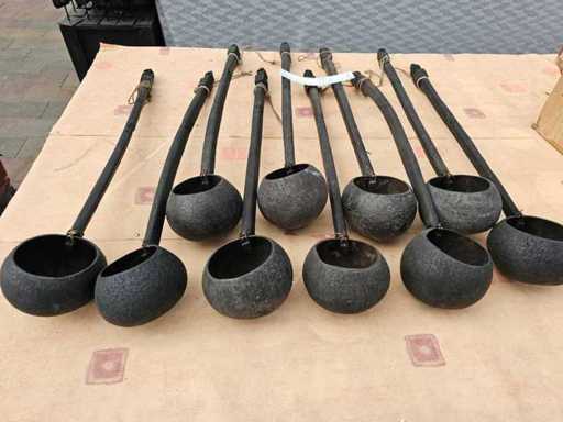 Set of 10 African Cult Objects - Handmade Ladles (100 cm)