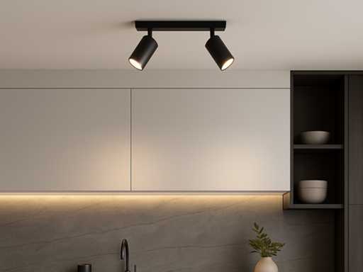 GU10 opbouwarmatuur – 2 Draaibare Spots – Zwart – Aluminium – Draaibaar 350°/70° – IP20 (x10)