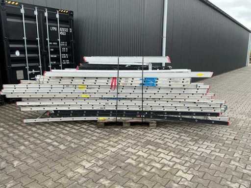 Batch of aluminum ladders and stairs
