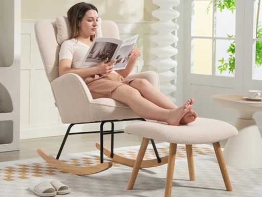 Rocking Chair with Footrest - Soft Plush