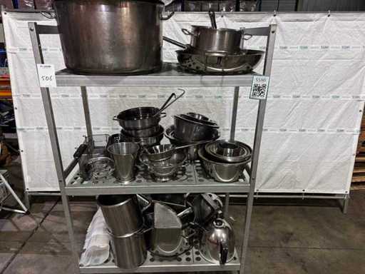 Keukengerei op rek met wielen