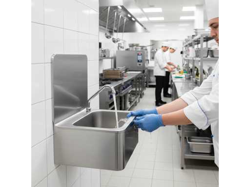 Horeca-apparatuur - Aan de muur gemonteerde roestvrijstalen wasbak