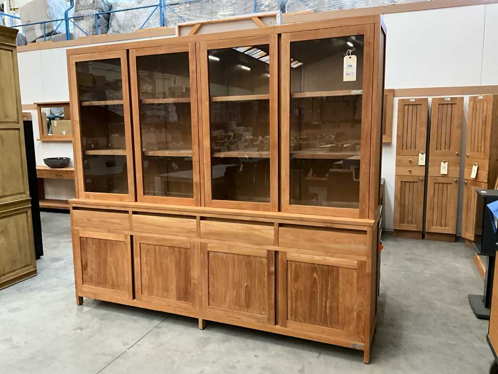 Diamond teak display cabinet Comfort 240cm 8 doors + 4 drawers