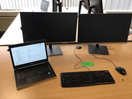 Workplace 2 monitors and laptop