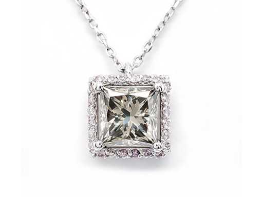 Luxury Pendant Ring Natural Fancy Light Gray Greenish Yellow Diamond 1.23 carat