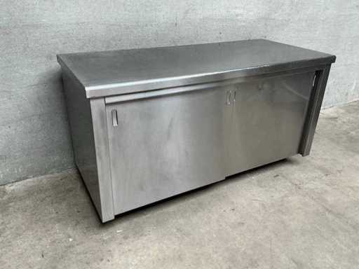 Rvs werktafel met schuifdeuren