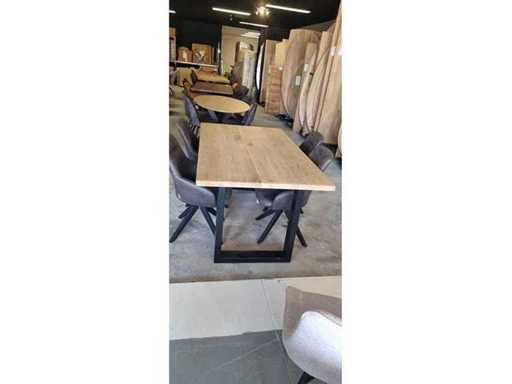 Table à manger en U-jambes droites en chêne 180x100x78cm 