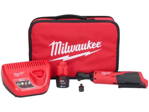 Ensemble de clé à cliquet Milwaukee M12 IR-201B (3/8") 12V pile Li-Ion (1x pile 2,0Ah) dans un sac – 4933441720