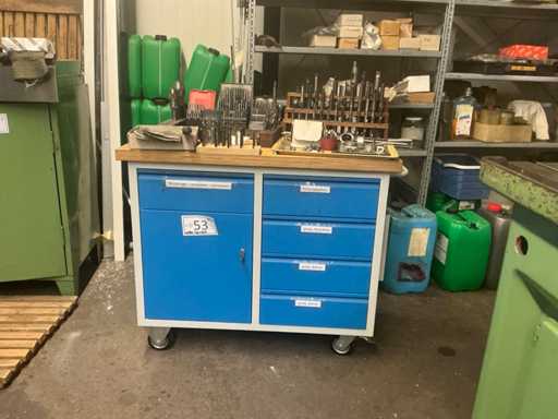Workshop cabinet with contents