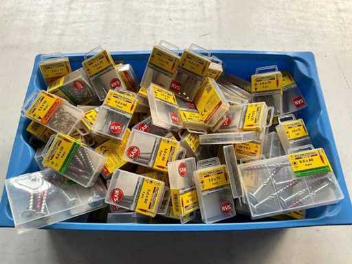 Rotadrill Verschiedene Schrauben aus Edelstahl, verzinkt und Messing in Blase (100x)