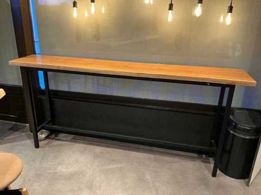 Masă de bar cu vârf de trunchi de stejar