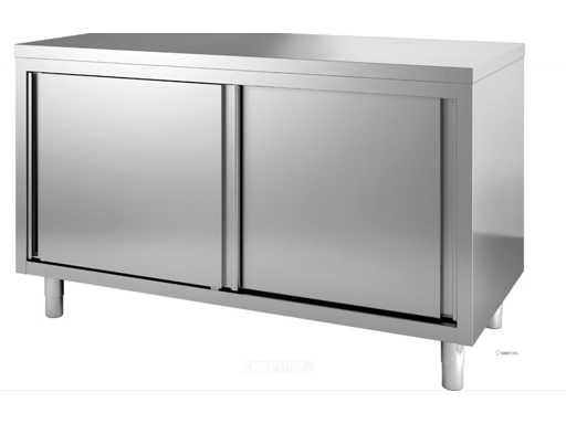 Rvs werkkast 2 schuijfdeur