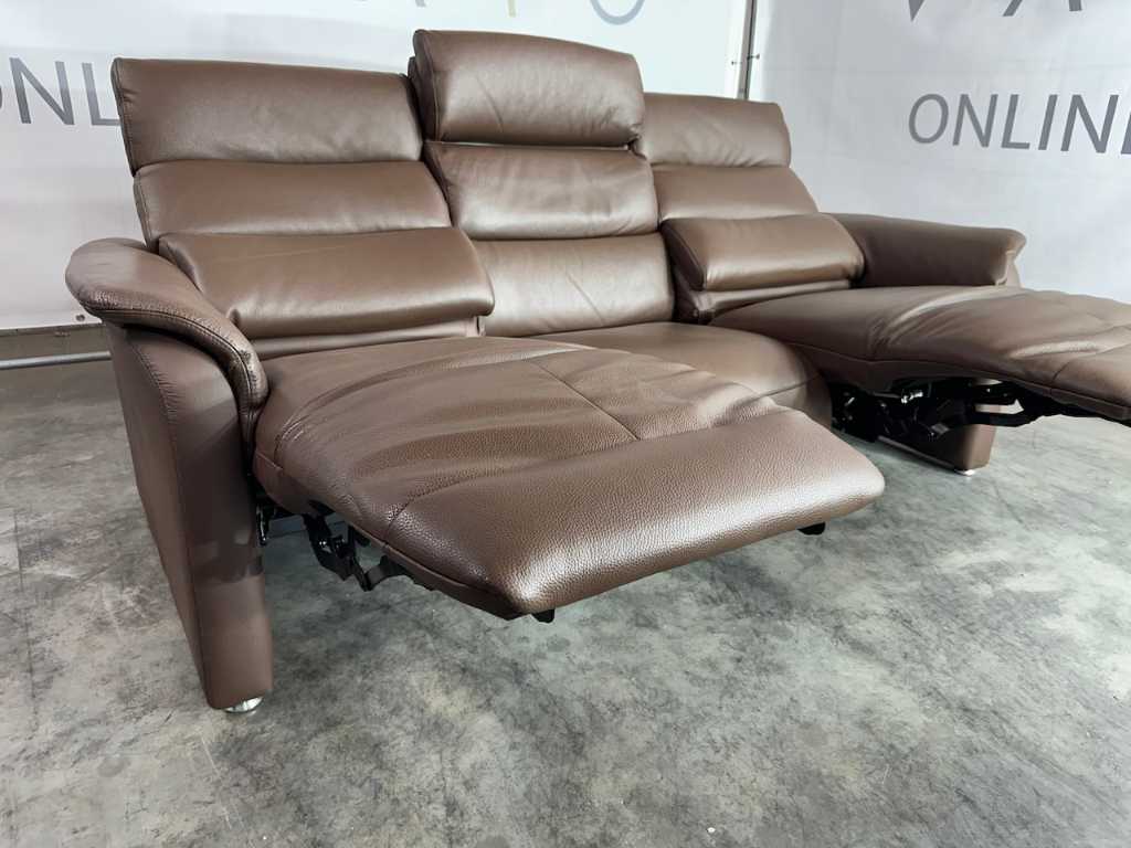 Hjort Knudsen - 3-seater sofa, brown leather, electrically adjustable recliner function