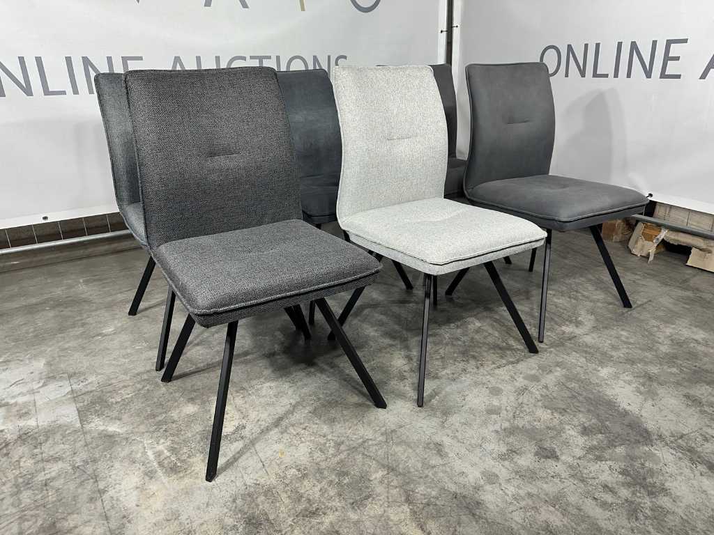 Hjort Knudsen eetkamerstoelen set van 6, grijs/antraciet stof, zwart metalen poten