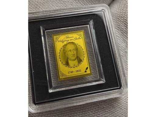 Exklusive 1/1000 oz Feingoldmünze „Johann Wolfgang von Goethe“ aus 999 Fine Gold mit kunstvoll gestaltetem Portrait des berühmten Dichters