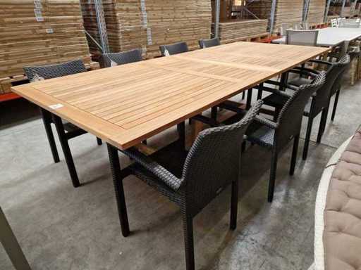 Table de jardin Diamond Collection extensible 220-300 x 120 cm A-Quality