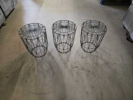 3x Table basse noire 38cm Ø