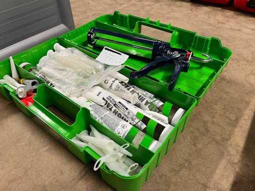 Pistolet do uszczelniania Den Brakeven, 6 Ultra High Tack, 25 głowic natryskowych w walizce