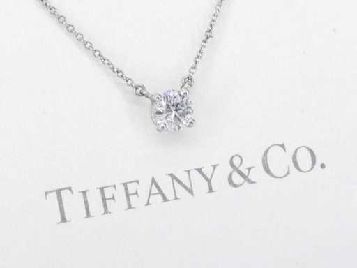 Tiffany & Co - Platinum solitaire necklace with a natural diamond