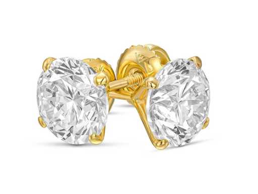 Cercei din aur galben de 18 krt. cu 2,05 CRT. diamant