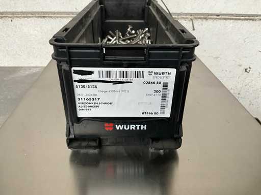 Würth 4,88 kg Vite a testa svasata M6 x 80 in contenitore impilabile
