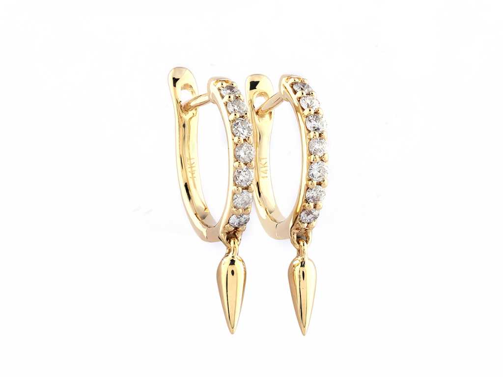 14 KT Yellow gold Earring With Natural Diamonds