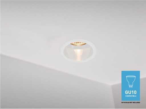 Luminaire encastré GU10 blanc avec support de lampe (50x)