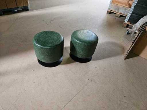 2x Pouf en cuir Green Simili 40 cm Ø