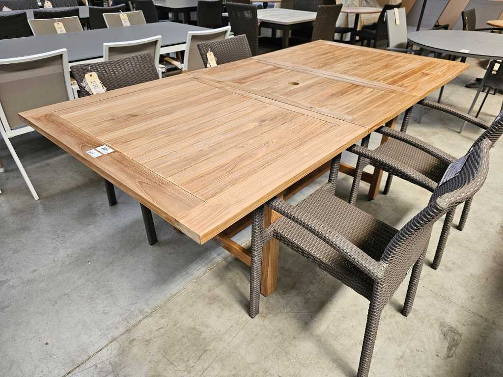 Diamond Teak Garden Table Extendable 160-210cm Slats 5cm