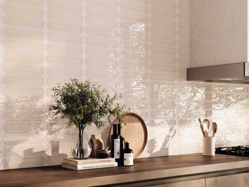 Carrelage mural 48m2 Ovale Ivory brillant 7,5x30cm