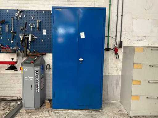 Armadio per porta in acciaio con cerniere e contenuto