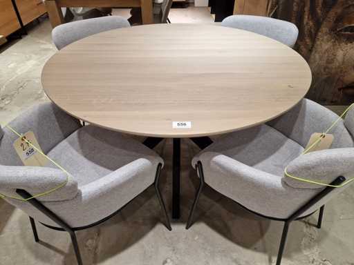 Table intérieure en chêne Castle-Line Effilée de diamètre 120cm Gris rond 