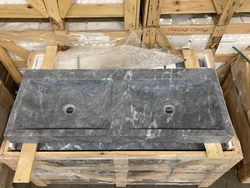 Natuursteen Marmer Black Dubbele Wastafel 120x46x10 cm