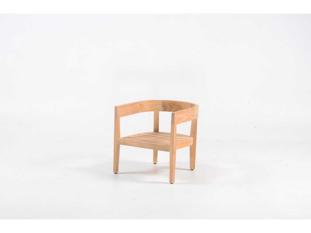 Mobilier - 2x chaise longue ronde Florence Balmain en teck avec assise + coussin de dossier