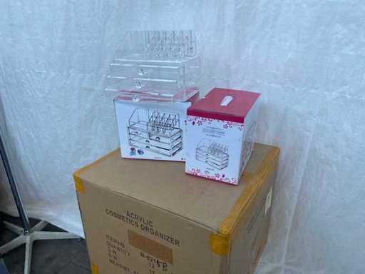 12x Organizator cosmetic acrilic M-8215B – 16 compartimente, 3 sertare – cutie nouă/originală (12x)