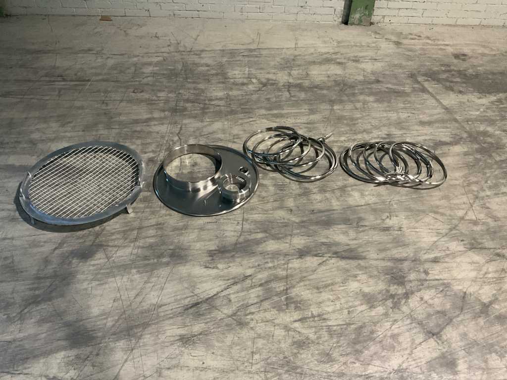 Batch of stainless steel mixing vessel accessories