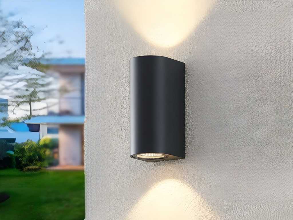 16 x Wall light modern semi-circular GU10 duo fitting sand black waterproof