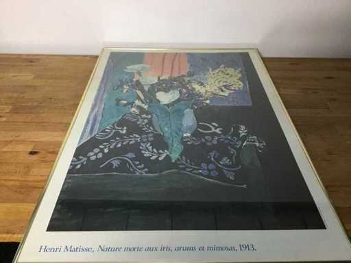 Nature morte aux iris, arums et mimosas