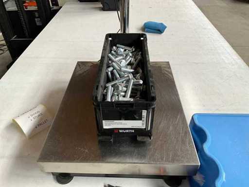 Boulon hexagonal Würth de 12,49 kg avec bride M12x70 dans une boîte empilable