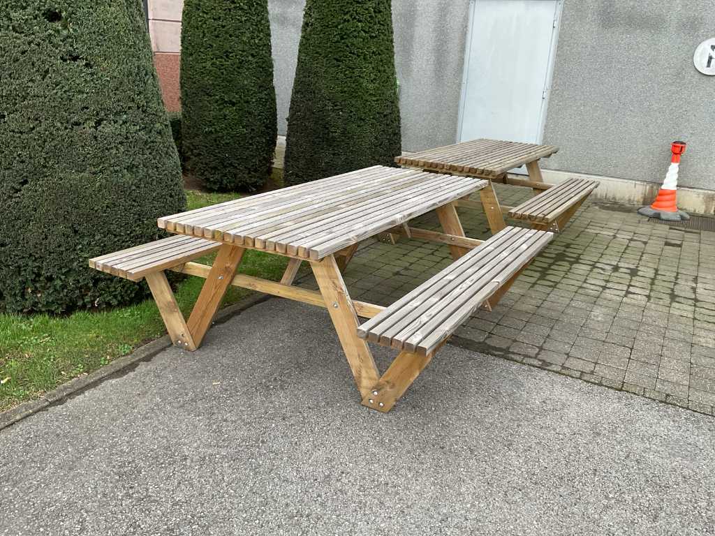 Masă de picnic din lemn (3x)