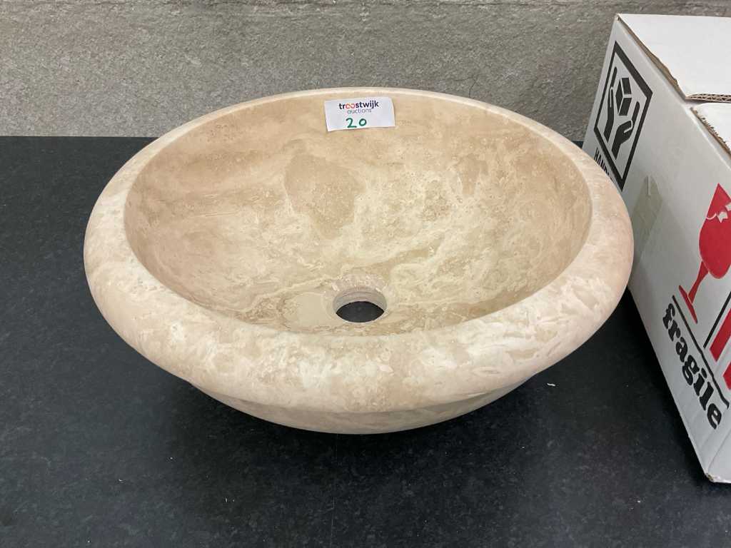 Natural Stone Travertine Beige Washbasin 2 pieces
